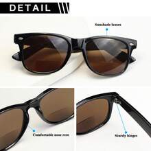 2pcs Square Tea-Color Bifocal Reading Glasses, Multi-Function Lenses With Rivet Temple Design, Suitable For Daily Wear And Outdoor - Black + Leopard - View 9