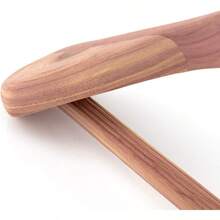 10 Cedar Wood 45cm Broad Ended Suit Clothes Hanger With NonSlip Ridged Trouser Bar - Natural - View 6
