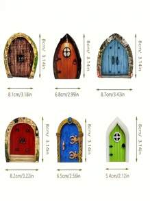 Set de 6 puertas en miniatura de cuentos de hadas - Decoración única de puertas de hadas de plástico, de 3.15 pulgadas de alto, accesorios de decoración para jardín de hadas al aire libre, paisaje mágico DIY, puertas azules, marrones, verdes y rojas, adornos caprichosos para el jardín