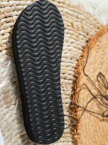 Women's Simple Fashion Summer Black Flip Flops, Two-Way Wear Flat Thong Slippers, Student Plastic Indoor Slides, Beach Hawaii Sandals