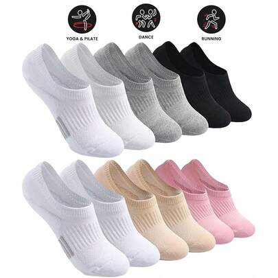 3/6 Pares de calcetines ocultos para mujer, calcetines informales y deportivos de corte bajo, calcetines invisibles transpirables y acolchados para running