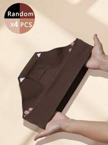 4 Peças Calcinhas de Algodão Femininas, Calcinha Respirável sem Costura Macia, Cores Variadas, Calcinhas Básicas para Plus Size