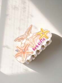 Personalized Text Customized Hair Clip/Headpiece/Unique Starfish Hair Clip - Starfish Hair Accessory, Pearl Acetate Hair Accessory Sweet Style, Non Slip Grip, Suitable For Women And Girls, Perfect For Beach Vacations, Beach Accessories, Ideal Gifts For Friends, Hair Clip Small Size High Ponytail Clip, Suitable For Women 2025 New High-End Clip Headwear Hair Claw Fixing Artifact Hair Claw Halloween And Christmas Gifts - Multicolor - View 6
