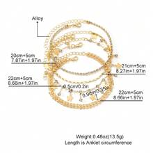 4 Piece/Boho-Butterfly Pendant Inlaid With Artificial Zirconia Ankle Bracelet,Jewelry Women,Gold Jewelry,Daily, Wedding, Party, Gift