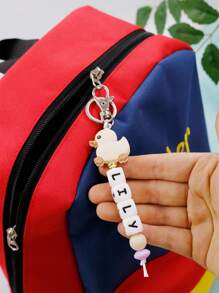 LICVIC Porte-clés personnalisé, pendentif animal de bande dessinée personnalisé, porte-clés en silicone canard personnalisé, porte-clés personnalisable avec lettres perlées, convient pour la Saint-Valentin, la Fête des Mères, la Fête des Enfants, les anniversaires, convient pour les clés DIY, les sacs d'école, les sacs à main, les décorations, convient pour elle/lui, la meilleure amie, le copain, le couple, le mari, la femme, le père, la mère, le collègue, la famille