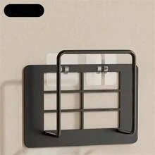 2 Stück moderner Gusseisen Wandhalterung ohne Bohrung. Box Halter, WLAN Regal, WLAN Wandhalterung für Set-Top Box, breite flache Plattform Kabelbox Halter, einfache Installation Mehrfachsteckdose und Modemhalterung, Routeraufbewahrungsbox, WLAN Halterung, Wandhalterung für Set-Top Box