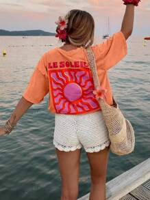 Women's Casual Minimalist Solid Color Crew Neck Short Sleeve T-Shirt, Summer Beach Vacation Outfits