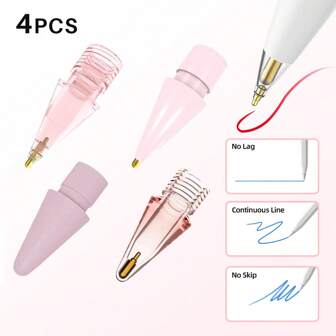 4PCS Replacement Tips Compatible With Apple Pencil 1st/2nd Gen Pencil Pen Tip Needle Tube Transformation IPad Pencil Pen Head Metal Wear-Resistant Anti-Skid Transparent IPad Pencil Pen Tip