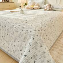 1 Peça Edredom Acolchoado de Estilo Country em Floral Miúdo Branco, Edredom de Algodão Acolchoado para Uso Multiuso, Adequado para Uso Doméstico em Todas as Estações (1 Peça de Edredom Apenas, Fronha Não Incluída)