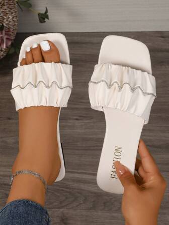 Women's Fashion Sandals, Summer New Black Casual Flat Strap Ladies Sandals