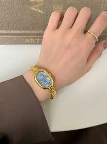 Famous Brand Women Watch Thin Bracelet Watch Retro Small Gold Watch For Women Oval Dial Luxury Fashion Quartz Wristwatch