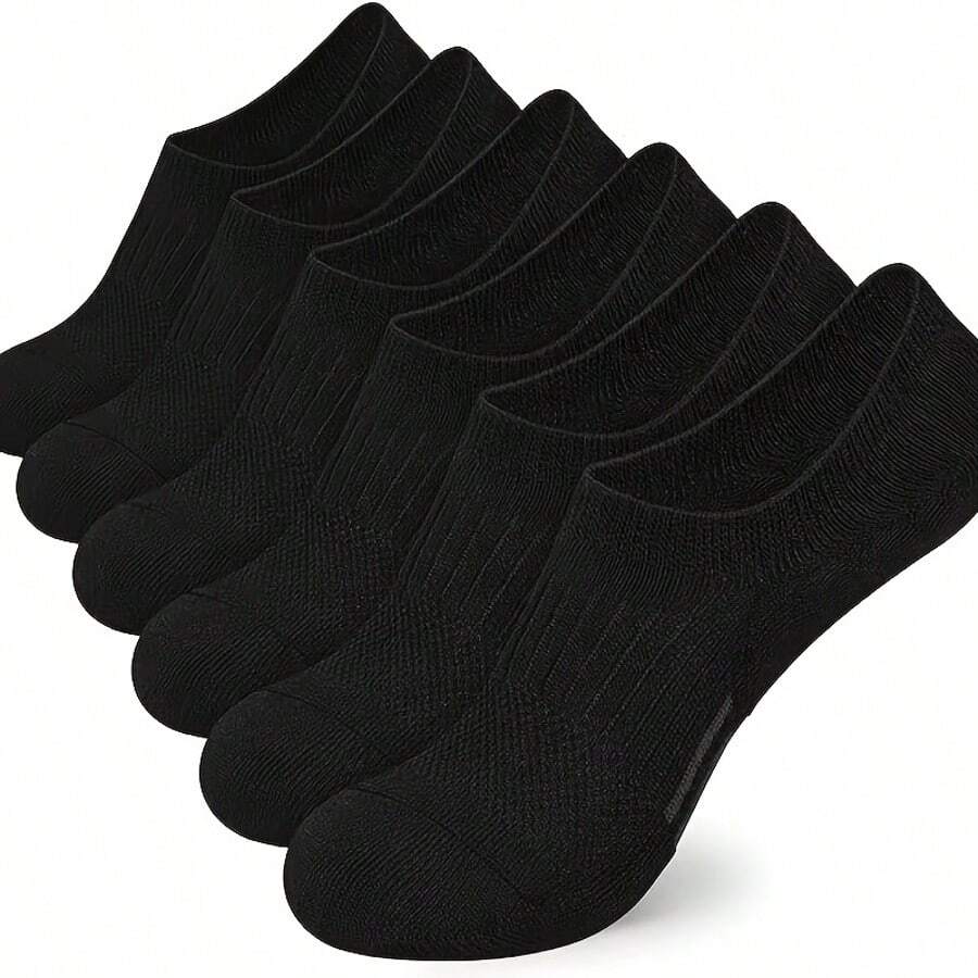 6 Pairs Of Solid Color Spring And Summer Thin Casual Women's Sports Socks, Suitable For Daily Travel And The Perfect Choice For Outdoor Sports - 6雙-黑色 - 查看 1