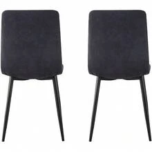 Set Of 4 Faux Matte Suede Leather Dining Chairs Henri BLACK - 1 - View 5