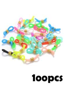 100pcs/Pack Silicone Candy Color Eyewear Strap, Glasses String, DIY Eyeglasses Accessory, Beaded Lanyard