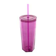 Mainstays 20oz Plastic Tumbler With Screw Top Lid And Straw, Clear - Purple - View 6
