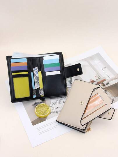 字母图案双色口袋钱包 钱包 证件窗口 双折女士钱包 学校用品 宿舍钱包 钱包 钱包 迷你钱包 女士小钱包