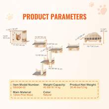 Wall Mounted Cat Shelves, Cat Wall Shelves And Perches With Jumping Boards, Nest, Barrier Board & Cat Tree, Cat Floating Furniture Up To 40 Lbs For Sleeping, Playing, Climbing, Set Of 5 - Bộ 5 món bằng gỗ nguyên khối - Xem 7