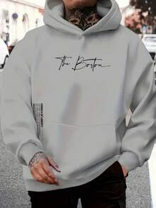 The Boston Men's Cotton Unisex Flannel Kangaroo Sweatshirt - Grey - View 1