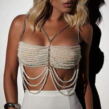 性感、时尚、高端镶钻胸链、顶链、婚纱、夜总会派对珠宝