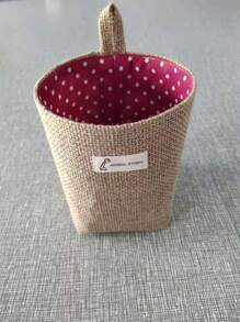 1pc Linen Storage Hanging Bag, Wall Mounted Door Back Organizer Pouch For Bathroom, Desktop, Clutter,Basket,Gift Basket,Basket For Gifts,Wall Basket,Mini Velvet Basket,Storage And Organizer Bins,Makeup Basket,Living Room,Room Basket,Rope Plant Hangers, Wood Rattan Geometric Baskets, NaturalMix Metal Frame Accents For Coastal Garden Decor