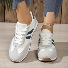 Women's Casual Lace-Up Flat Shoes, Lightweight & Comfortable, Suitable For Spring/Autumn, Versatile For Campus, Running, Travel & Leisure - Blue - View 2