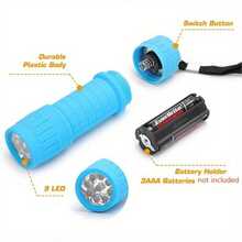 1 件 9 LED 迷你手电筒，便携式手持手电筒，带背带（不含电池，需要 3 节 AAA 电池） - 彩色 - 查看 2
