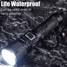 1pc Super Bright Flashlight | Spotlight/Floodlight Dual Modes Zoom + 3 Brightness Levels | Type-C Fast Charging + Real-Time Power Display | Waterproof Design | Ideal For Outdoor Adventure, Camping, Night Riding, Car, Home Emergency