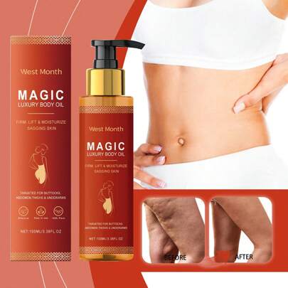 1pc WEST MONTH Magic Body Strafting Oil, 100 Ml Magic Luxury Body Oil, Skin Firming Body Oil, Reduces Fine Lines, Improves Elasticity, Absorbs Quickly, Gentle Formula For All Skin Types
