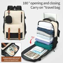 MIKOMIKA Cabin Travel Backpack 43x30x18 For Cheap Flights, Spacious Hand Luggage With Shoe Compartment And Multifunctional Anti-Theft Backpack For Travel 266 - 藕粉色 - 查看 7