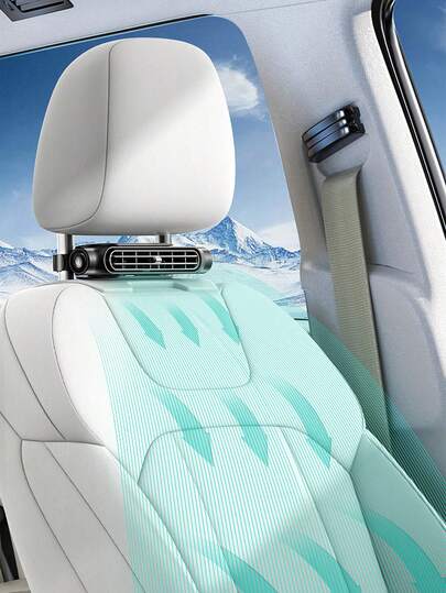 1 pieza Ventilador de refrigeración para automóvil Ventilador eléctrico sin aspas para el reposacabezas trasero con ajuste de velocidad y conexión USB
