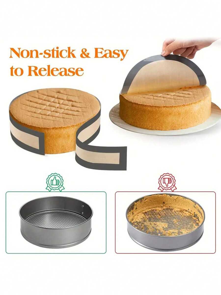 2/4 tấm lót nướng bằng silicon phù hợp với khuôn lò xo 9 inch, ngăn bánh dính vào đáy và thành khuôn, dễ vệ sinh và. Tấm lót nướng bằng silicon cho khuôn bánh phô mai (Chiều dài: 81,99 X 10,01 Cm, Đường kính: 22,86 Cm, Độ dày: 0,4mm)