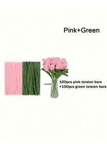 426pcs/Set Macaron Color Twist Sticks,Tulip Craft Kit With DIY Bouquet Tools - Includes Light Pink & Army Green Pipe Cleaners, Dark Green Tape, And Glue Sticks, DIY Accessories Creative Hand Tools, Craft Supplies Decoration - Perfect For Beginners, Ideal Gift For Holidays,Valentine's Day Gift