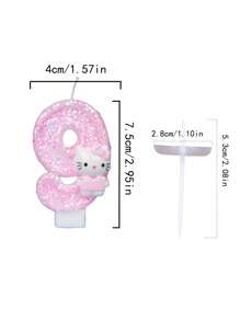 Sanrio 1 pezzo - Candela per festa di compleanno/festival a tema Sanrio, Dolce candela rosa di Hello Kitty, disponibile nei numeri da 0 a 9, decorazione per torta adorabile a forma di gattino