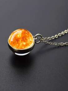 1pc Solar Universe Galaxy Pendant Necklace, Glass Ball Pendant Necklace, Fashion Jewelry Accessories Men's Gift