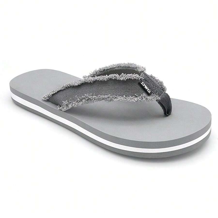 ELUTONG Men's Soft Flip-Flop Sandals, Light Weight, Shock Proof, Non-Slip, Wide Sole, Canvas Strap, Comfort Thong Slippers For Indoor And Outdoor Beach,Size 8.5-14 - 多種顏色 - 查看 1