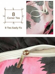 2/3件套 100% 涤纶柔软、轻盈、透气豹纹蕾丝被套组（不含被芯），（1个被套和半个枕套），四季皆宜的现代涤纶床上用品套装