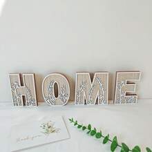 1 buc Literă din lemn sculptată cu motive florale, Decor de perete cu litere rustice din lemn, Plăcuță cu nume pentru cameră, Literă de perete cu flori sălbatice, Literă pentru decor de nuntă, Stil francez rustic, Decor pentru casă - 4,92 x 2,36-5,51 inci, Decorațiune cameră, Decor dormitor - Multicolor - Vizualizare 11
