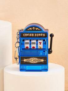 1 pièce Mini machine à sous drôle et mignonne porte-clés pendentif machine à sous avec rouleau tournant et porte-clés pour cadeaux de vacances, décorations de gâteau d'anniversaire, fournitures de fête, porte-clés de sac, pendentif de perle, petit cadeau, accessoires de voiture, breloques de sac à dos pour l'école