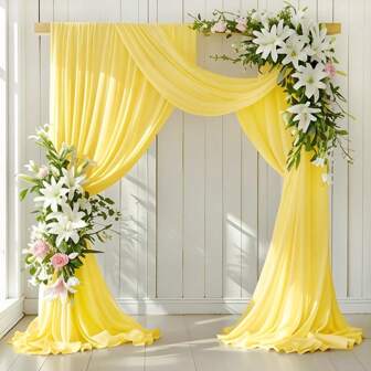 Ivoorkleurige bruiloftsboog draperiestof 1 paneel 28" x 20ft witte gordijnen voor achtergrondtransparante gordijnen bruiloftsgordijnen voor romantische bruiloften babyshowers verjaardagsfeest lente buitenevenementen
