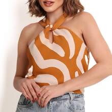 Duna Women's Tank Top Twist Front And Back Basic - Rust Brown - View 1