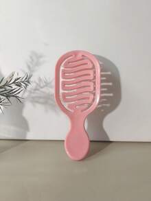 1 pieza Mini Peine Hueco Rosa Portátil, Cepillo de Cabello, Peine, Herramienta de Peinado, Producto y Accesorio de Peinado, Adecuado para Salón, Salón de Belleza, Esencial de Viaje, Vuelta a la Escuela, Vacaciones, Accesorio de Cabello para Mujer - Rosa - Ver 2
