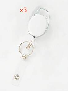 3pcs Set Badge Clips With Retractable Reel Recoil Key Ring Holder Keychain Lanyard For ID Badge, Keys,School Supplies,Back To School - Multicolor - View 13