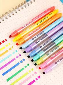 10 支/套沙特阿拉伯风格双头荧光笔套装，学校用品，返校 - 彩色 - 查看 3