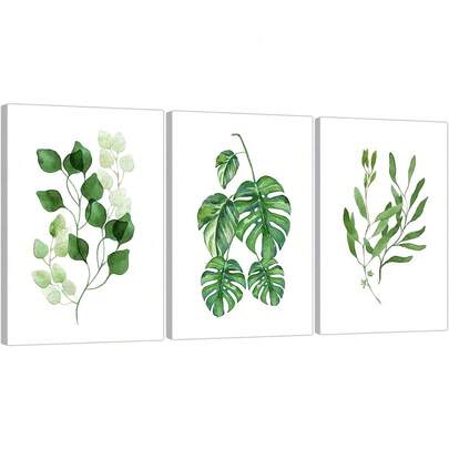 1/3pcs Wall Art Posters/ Modern Style, Canvas Prints, Minimalist Leaf, Branch, Greenery, Floral Motif, Home Decor Artwork, Suitable For Bedroom, Living Room Wall Decoration, Framed Or Unframed ,Wall Art With Frame