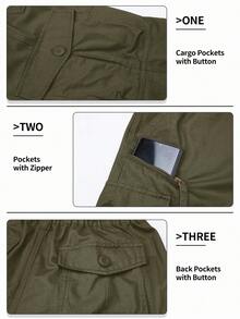 KEFITEVD Mens 3/4 Length Cargo Work Pants Cotton Twill Outdoor Hiking Shorts Ripstop Pants - Army Green - View 6