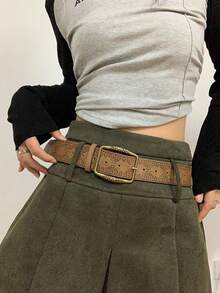 Retro Embossed Waist Belt , Leather Belt, Versatile Accessory - one-size - View 3