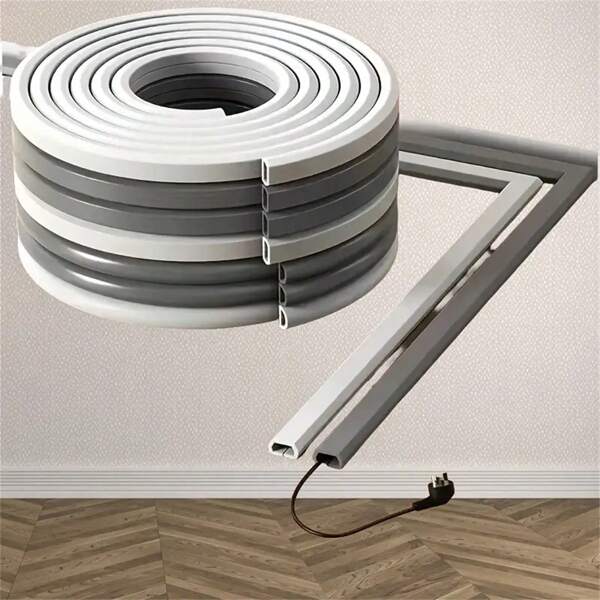 1 pieza 300cm Canaleta autoadhesiva para ocultar cables - Cubierta flexible para cables de fácil gestión, plástico resistente, diseño de conducto de gestión de cables flexible