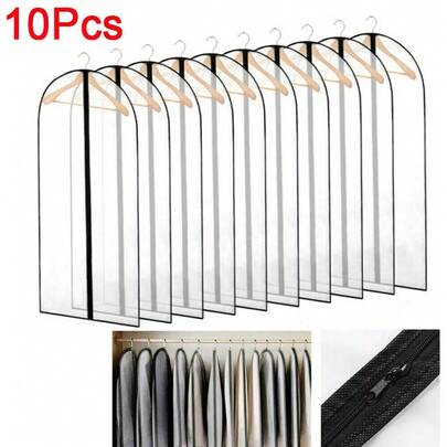 Transparent Dustproof Suit Covers Set Of 10, 60 X 120 Cm Dustproof Rain Resistant Suitable For Storage And Protection Of Dresses Jackets And Evening Shirts