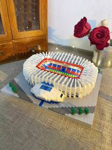 1 pieza Decoración navideña de Miniatura de bloques de construcción del estadio de fútbol mundial famoso, juguete educativo, creativo, decoración artística, regalo ideal para fans del deporte o decoración de habitación de cumpleaños