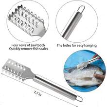 7pcs Fish Scaler Remover Set - Stainless Steel, Sawtooth, Fish Scraper, Bone Tweezers, Skin Peeler - Multi-Purpose Tools For Family, Seafood Markets - 7件套 - 查看 3
